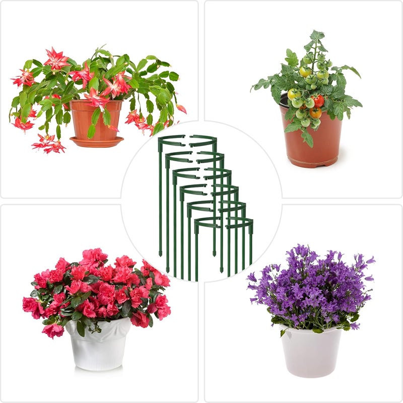 SIBRANT 12Packs Plant Support Stakes Half Round Plant Stakes for Indoor Plants, Stackable 3 Tier Garden Flower Support, Plant Cages for Tomato,Monstera, Peony, Hydrangea, Climbing Plants - Image 5